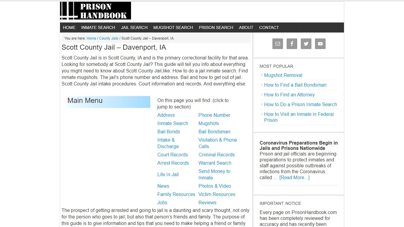 Scott County Jail – Davenport, IA - Prison Handbook